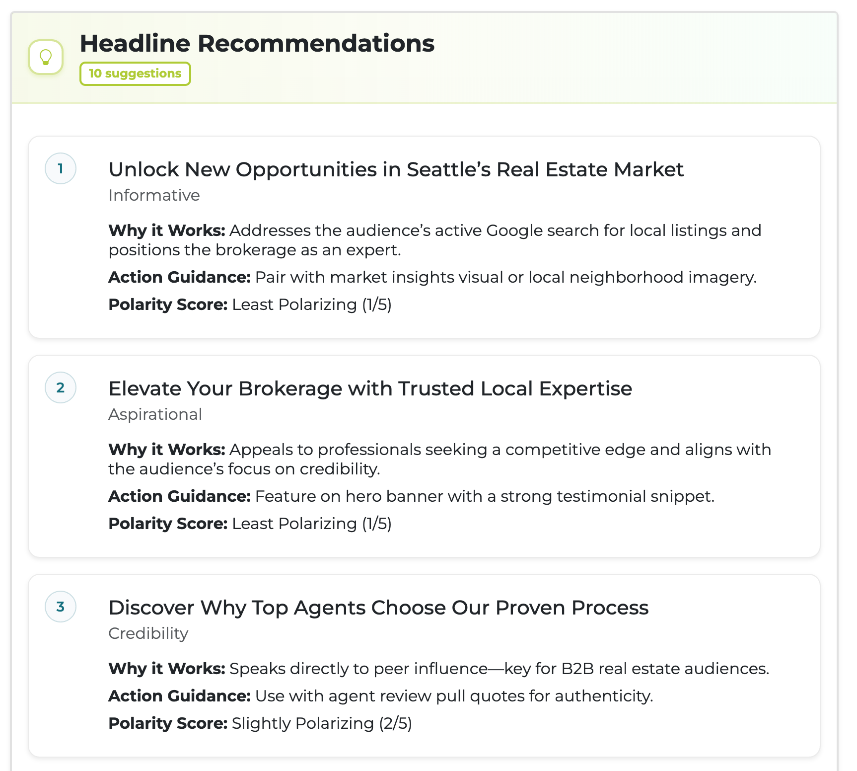 Headline Recommendations